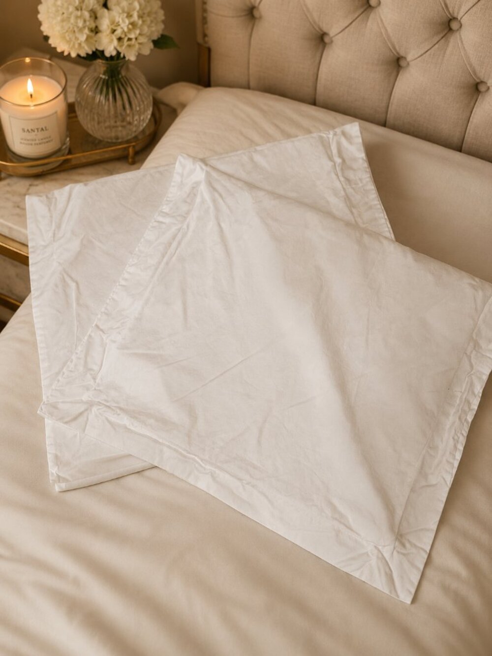 Tribeca Living King Pillowcases Shams – 100% Egyptian Cotton – White